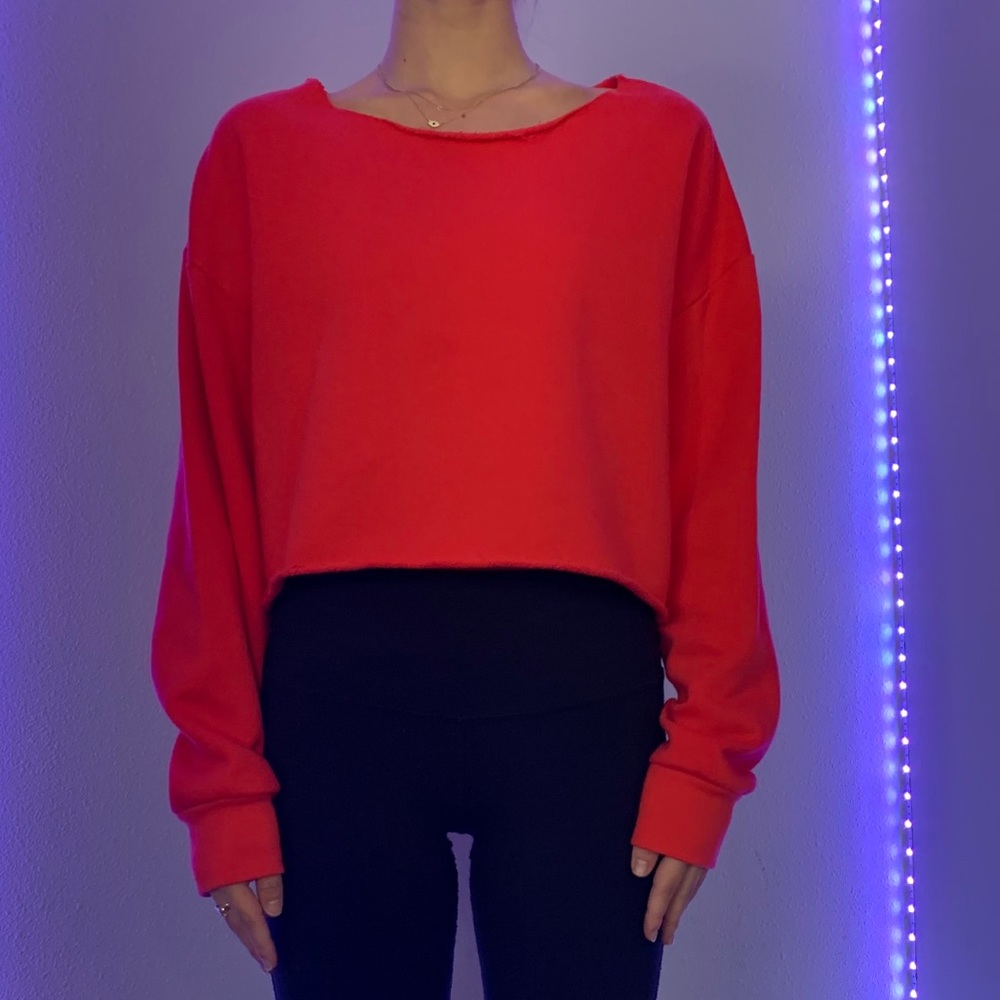 Coral cropped sweatshirt